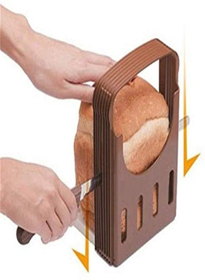 KPS Bread Slicer 49 Thick Cutting Slicing Guide Kitchen Tool Adjustable Loaf Toast Foldable and Sandwich Cutter Mold Baking Tools Gadgets Bagel with 4 Slice Thicknesses (Pack of 1) - Image 1